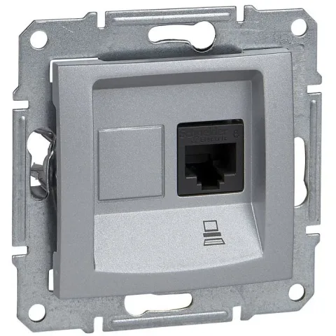Priza simpla date, Rj45 Cat.5E Utp Schneider Sedna SDN4300160, aluminiu