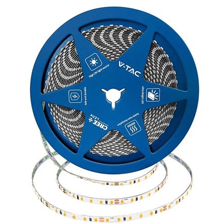 Banda LED 5MM 8W/M 24V IP20 rola 10M 3000K cip CREE V-TAC SKU-240806