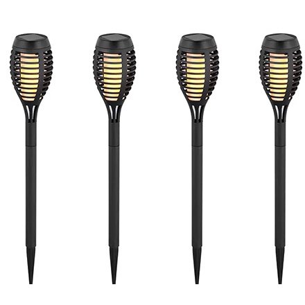 Set 4 corp iluminat gradina IP44 3 in 1 efect flacara incarcare solar V-TAC SKU-8689