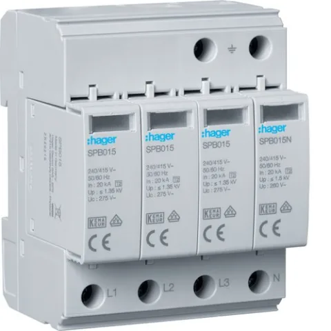 Descarcator supratensiune T2 4P 20kA Hager SPB413