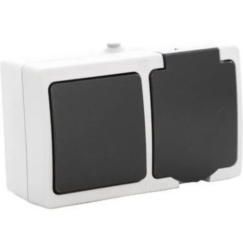 Priza simpla cu intrerupator Starke ST00242, aparent gri