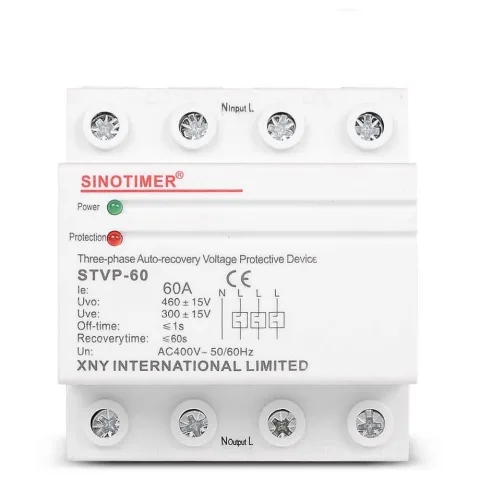 Releu siguranta digitala de protectie tensiune, Sinotimer, 60A, STVP-60, recuperare automata STVP-60A