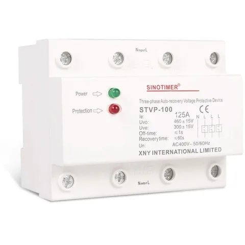 Releu siguranta digitala de protectie tensiune, Sinotimer, 125A, STVP-100, recuperare automata