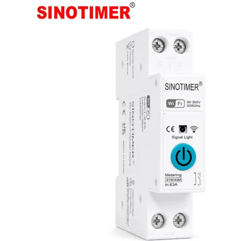 Intrerupator inteligent WiFi Sinotimer STM-63M, 63A, monitorizare consum energie, protectie supratensiune/subtensiune, Smart