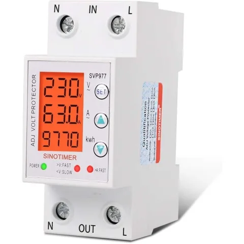 Releu siguranta digitala de protectie tensiune, Sinotimer, programabil intre 1-80A, 220V, recuperare automata, SVP-977 SVP977L-80A
