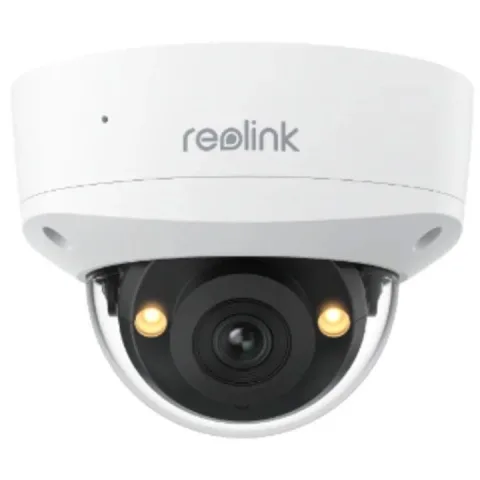 Camera supraveghere IP Dome cu iluminare duala Reolink P337, 4K, 2.8 mm, IR/Lumina alba 30 m, microfon si difuzor, slot card, PoE