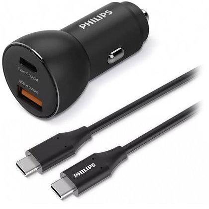 Incarcator Auto 36w USB-A SI USB Tip C PHILIPS PH-DLP2521C, cablu USB inclus, ultra fast charge