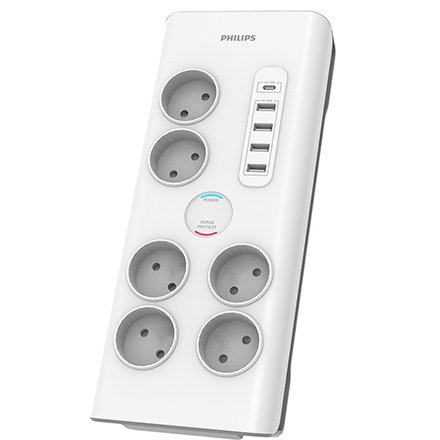 Prelungitor Surge Protector 6 PRIZE 2M 5 X USB PHILIPS PH-SPN7060WA