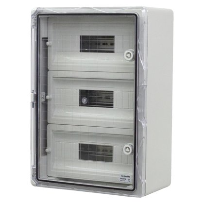 Cutie modulara din ABS gri PP3116, usa transparenta, 3 x 15 module, 350x500x190 mm, IP65