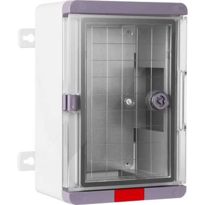 Cutie distributie din ABS gri PS203013, usa transparenta, placa metalica, 200x300x130 mm, IP67