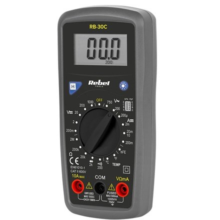 Multimetru universal Rebel Tools RB-30C, afisaj iluminat
