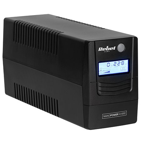 UPS NANOPOWER PLUS 650 (650VA/360W) REBEL RB-4023, display LCD, include un acumulator 12v 7Ah