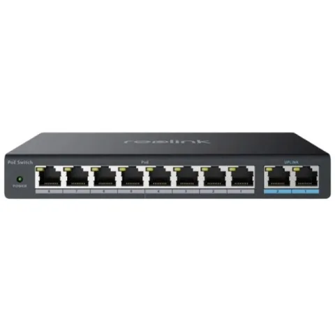Switch 8 porturi PoE+ Reolink RLA-PS1, 120W, 2 porturi uplink gigabit, cu administrare