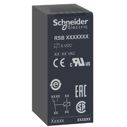 Releu de interfata, Zelio Rsb, 2 C/O, 24VC.C., 8 A Schneider RSB2A080BD