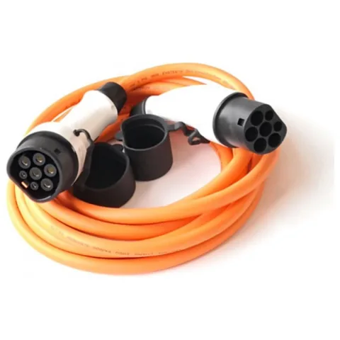 Cablu de incarcare pentru masini electrice de la 62196-2 (Type 2) la 62196-2 (Type 2), 11kW, 16A/380V Ampevo T22-3/16P, portocaliu
