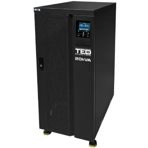 UPS 20kVA Online 380V TED Electric, Display LCD, trifazat, necesita 30 acumulatori 7 / 9 Ah, unda sinusoida pura, TED002013