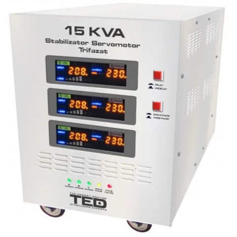 Stabilizator retea maxim 15KVA / 12000W cu servomotor trifazat TED15K3SVC TED000101