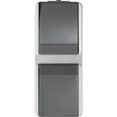 Priza Sch+CapSc vert IP44gri, TEM Modul TEM-CF13GY-U