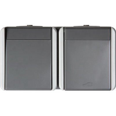 Priza Sch+CapSc oriz IP44gri, TEM Modul TEM-CF16GY-U