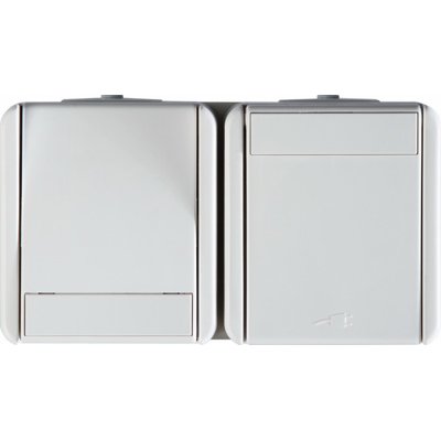 Priza Sch+Cap Sc oriz IP44alb, TEM Modul TEM-CF16PW-U