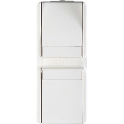 Priza Sch+CapSc vert IP44alb, TEM Modul TEM-CF17PW-U