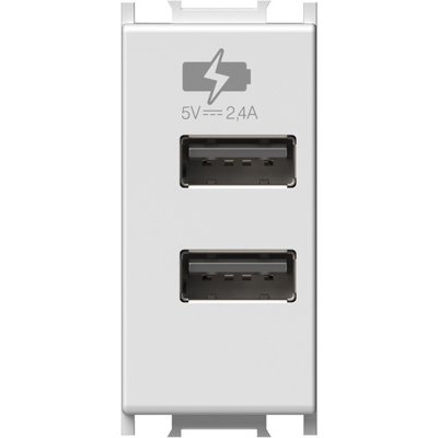 Modul Incarcator 2*USB 5V 2,1A 1M alb, TEM Modul TEM-EM67PW-U