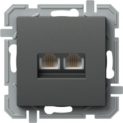 Logiq Priza Dubla Telefon 1P KS RJ11 Antracit, TEM Modul TEM-KQ38ATXO-U