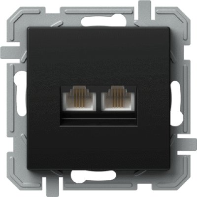PRIZA DATE TEL KS DUBLA, 2X RJ11 6/4 NEGRU, TEM Modul TEM-KQ38BKXO-U