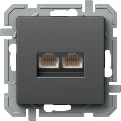 Logiq Priza Date Dubla 1P RJ45 CAT5e Antracit, TEM Modul TEM-KQ39ATXO-U