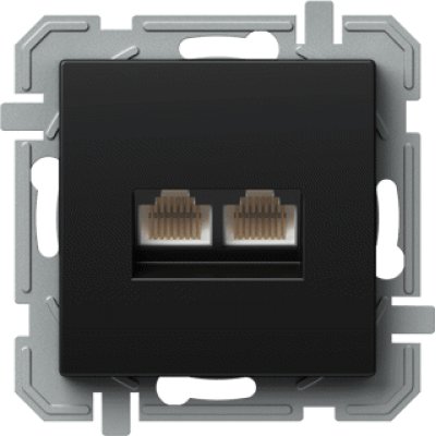PRIZA, CAT5E KS DUBLA, 2X RJ45 8/8 NEGRU, TEM Modul TEM-KQ39BKXO-U
