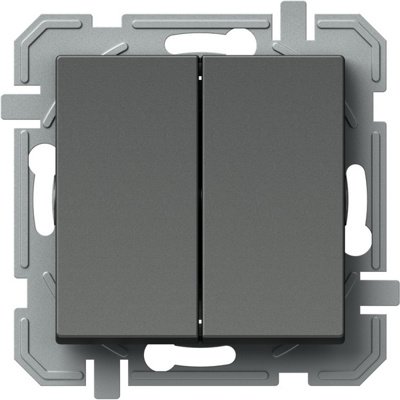 Logiq Intrerupator Dublu 1P 10A 250V Antracit, TEM Modul TEM-SQ50ATXO-U