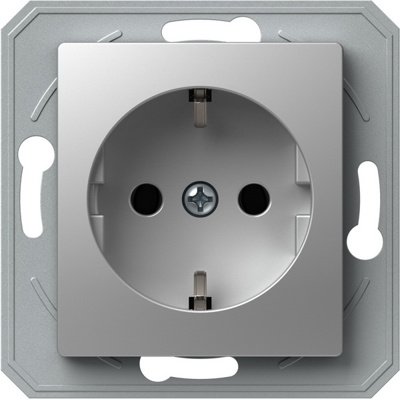 Ekonomik Priza SCHUKO 1P 16A ST IP20 Argint, TEM Modul TEM-VE10ESXO-B