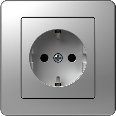 Ekonomik Priza SCHUKO 1P 16A ST IP20 Argint, TEM Modul TEM-VE10ES-B