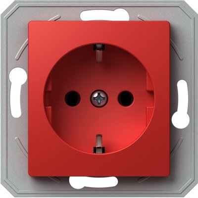 Ekonomik Priza SCHUKO 1P 16A ST IP20 Rosu, TEM Modul TEM-VE10RDXO-B