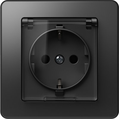 Ekonomik Priza SCHUKO cu cap. 1P 16A ST IP20 Negru, TEM Modul TEM-VE11BT-B