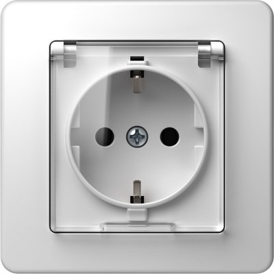 Ekonomik Priza SCHUKO cu cap. 1P 16A ST IP20 Alb, TEM Modul TEM-VE11PT-B