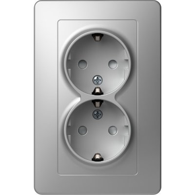 Ekonomik Priza SCHUKO 2P 16A ST IP20 Argint, TEM Modul TEM-VE16ESKS-B