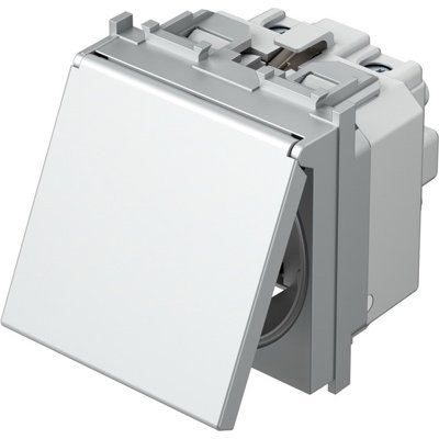 Modul Priza SCHUKO+capac 1P 16A ST IP20 argint, TEM Modul TEM-VM11SS-B