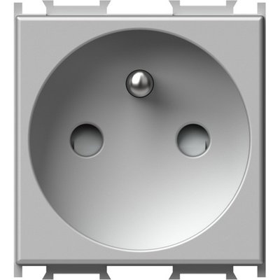 Modul Priza st. francez 1P 16A ST IP20 Argint, Set 10 buc, TEM Modul TEM-VM40ES-P