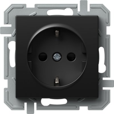 PRIZA SIMPLA SCHUKO 2P+E 16A 250V~, NEGRU, TEM Modul TEM-VQ10BKXO-U