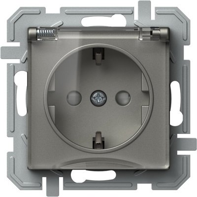 Logiq Priza SCHUKO cu capac borne automate 1P 16A Titan+Transparent, TEM Modul TEM-VQ13TTXO-U