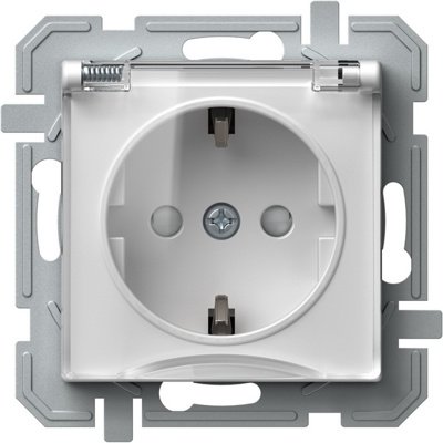 Logiq Priza SCHUKO cu capac borne automate 1P 16A Alb+Transparent, TEM Modul TEM-VQ13PTXO-U