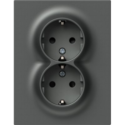 Logiq Priza Dubla SCHUKO Slim 16A Antracit, TEM Modul TEM-VQ16ATF-U