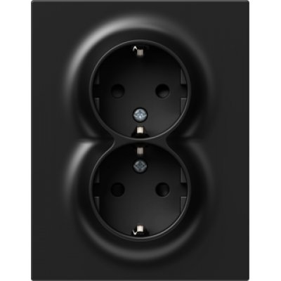 Logiq Priza Dubla SCHUKO Slim 16A Negru, TEM Modul TEM-VQ16BKF-U