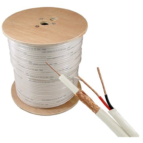 Cablu coaxial TSY-RG59+2X0.75-W, RG59 + alimentare 2x0.75, 305m, alb