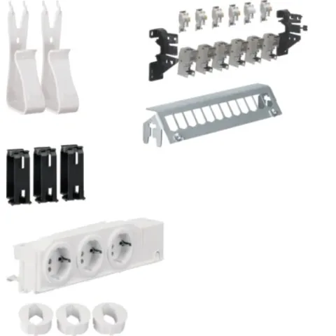 Set multimedia, bloc 3 prize Schuko, patch panel 6xRJ45, acc. montaj Hager UM00M1