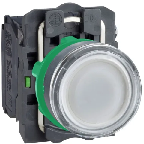 Buton iluminat alb 22, incastrat, revenire cu arc, 24V, 1No+1Nc Schneider XB5AW31B5