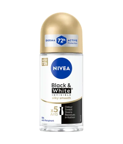Deodorant roll-on pentru femei Black & White Silky Smooth, 50ml, Nivea