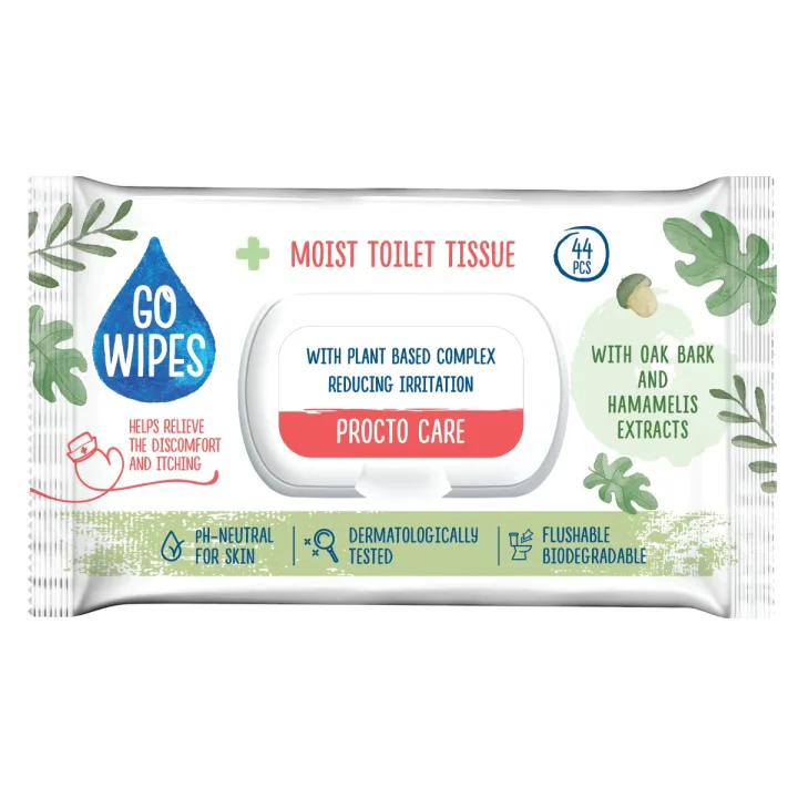 Hartie igienica umeda Procto Care, 44 bucati, Go Wipes