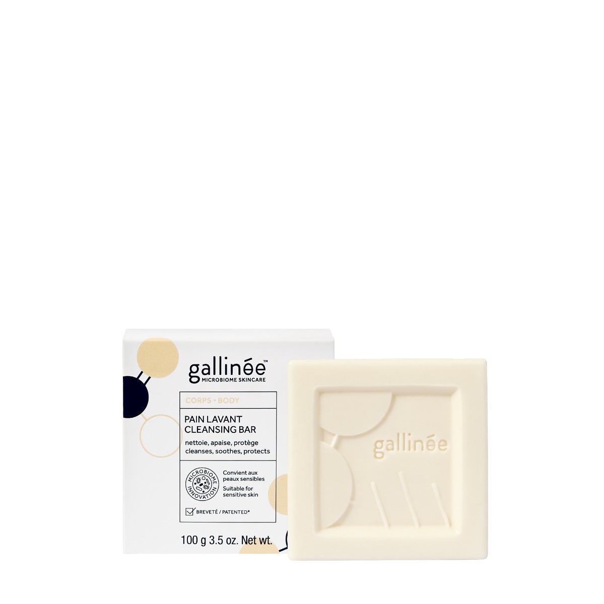 Produs solid de curatare faciala si corporala fara sapun pentru piele sensibila, 100g, Gallinee